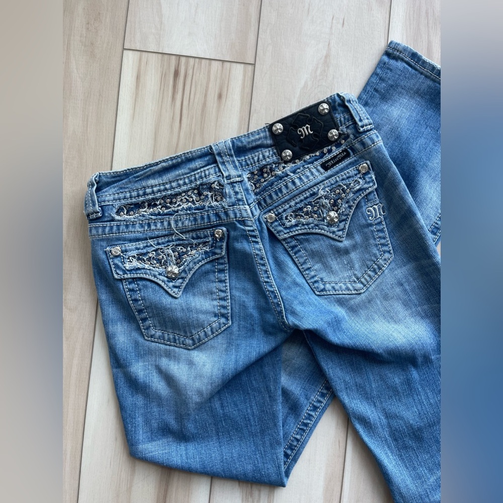 Miss Me Low Rise Y2K Rhinestone Embellished Bootcut Jeans - Picture 6 of 13
